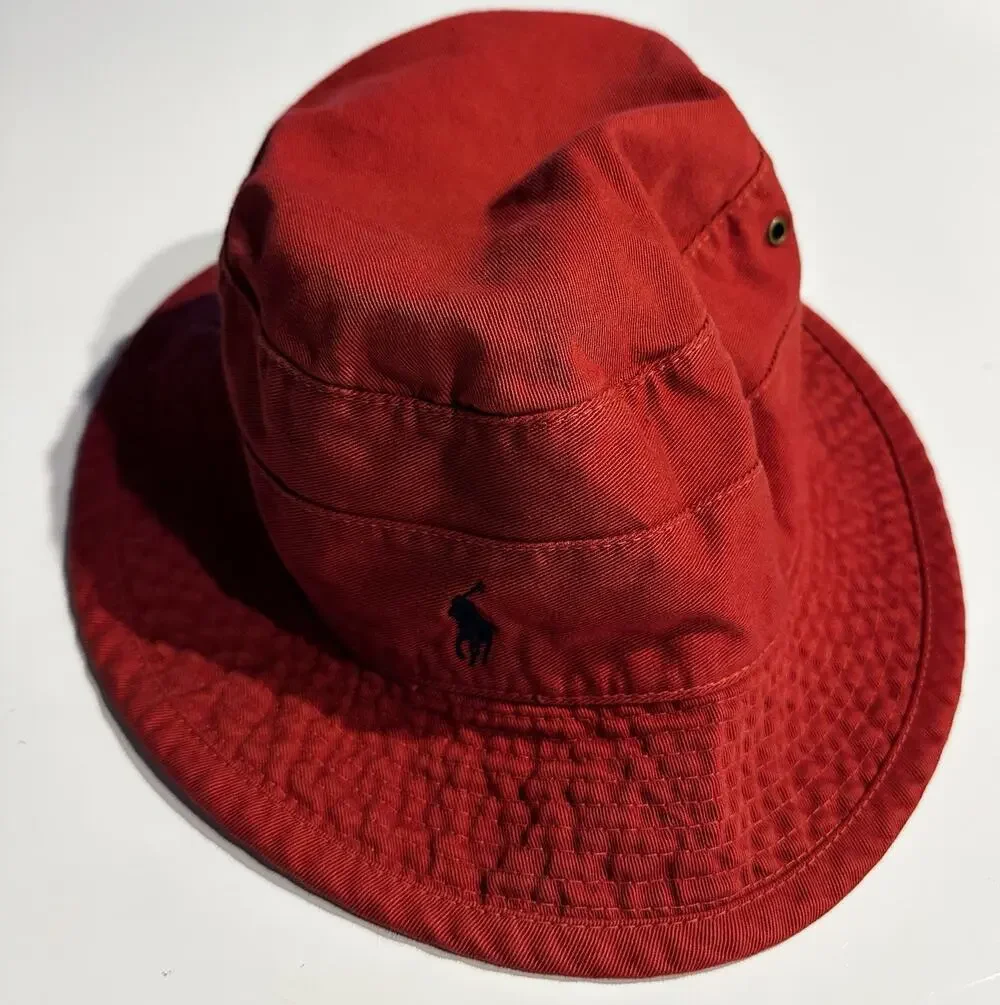 Polo Ralph Lauren Bucket Hat Red XLarge Cotton Pony Logo Outdoors Classic Casual